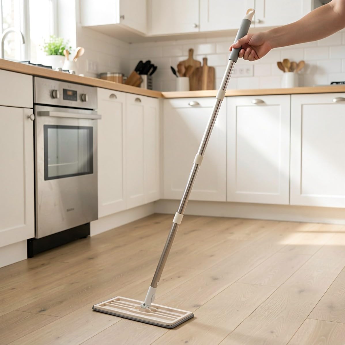 Abaodam Fregona Plana y Cubo sin Uso de Manos para Limpieza del Hogar
