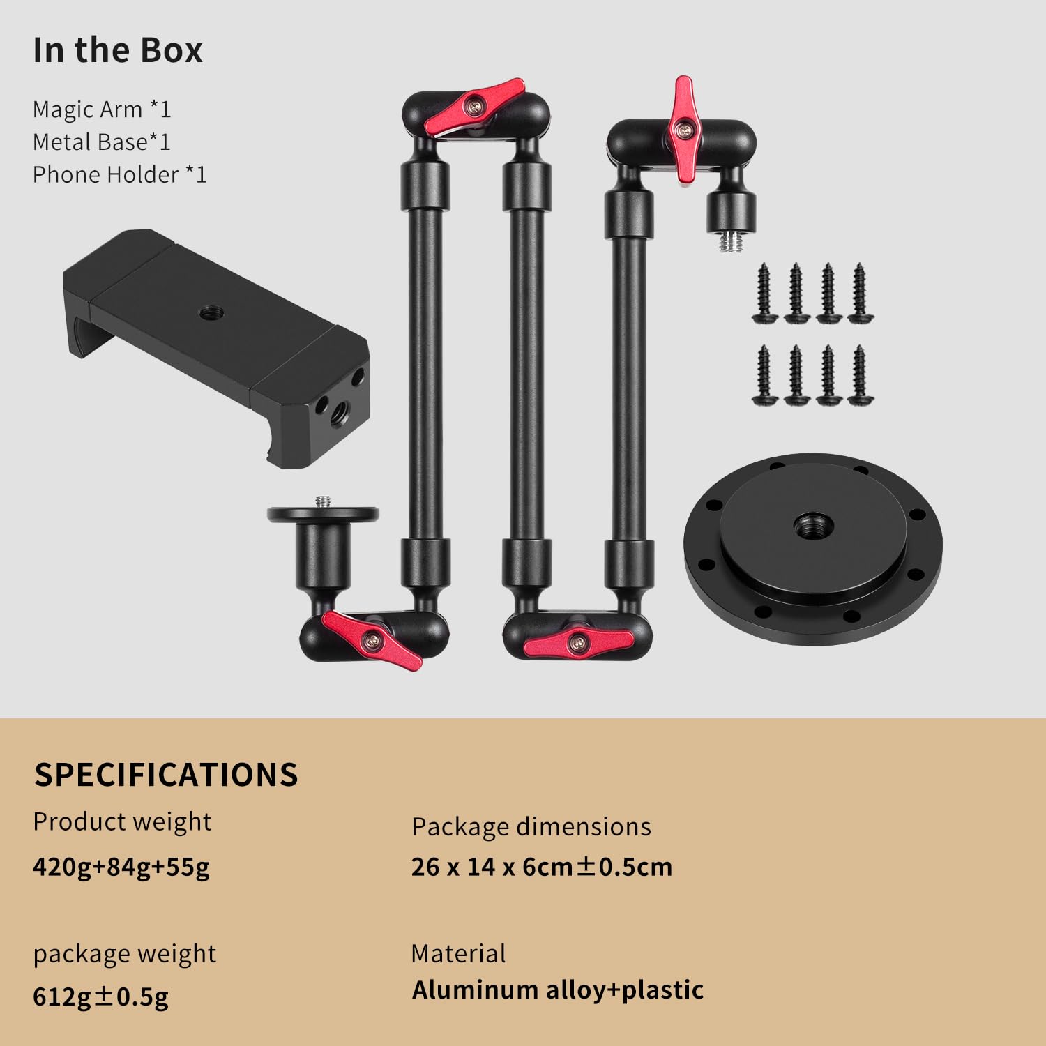 Soporte de teléfono móvil Ajustable para Escritorio, Montaje en Pared y Soporte de Techo para teléfono y Otros Smartphones (Base de Metal + 3 Brazos mágicos + Clip de Metal)
