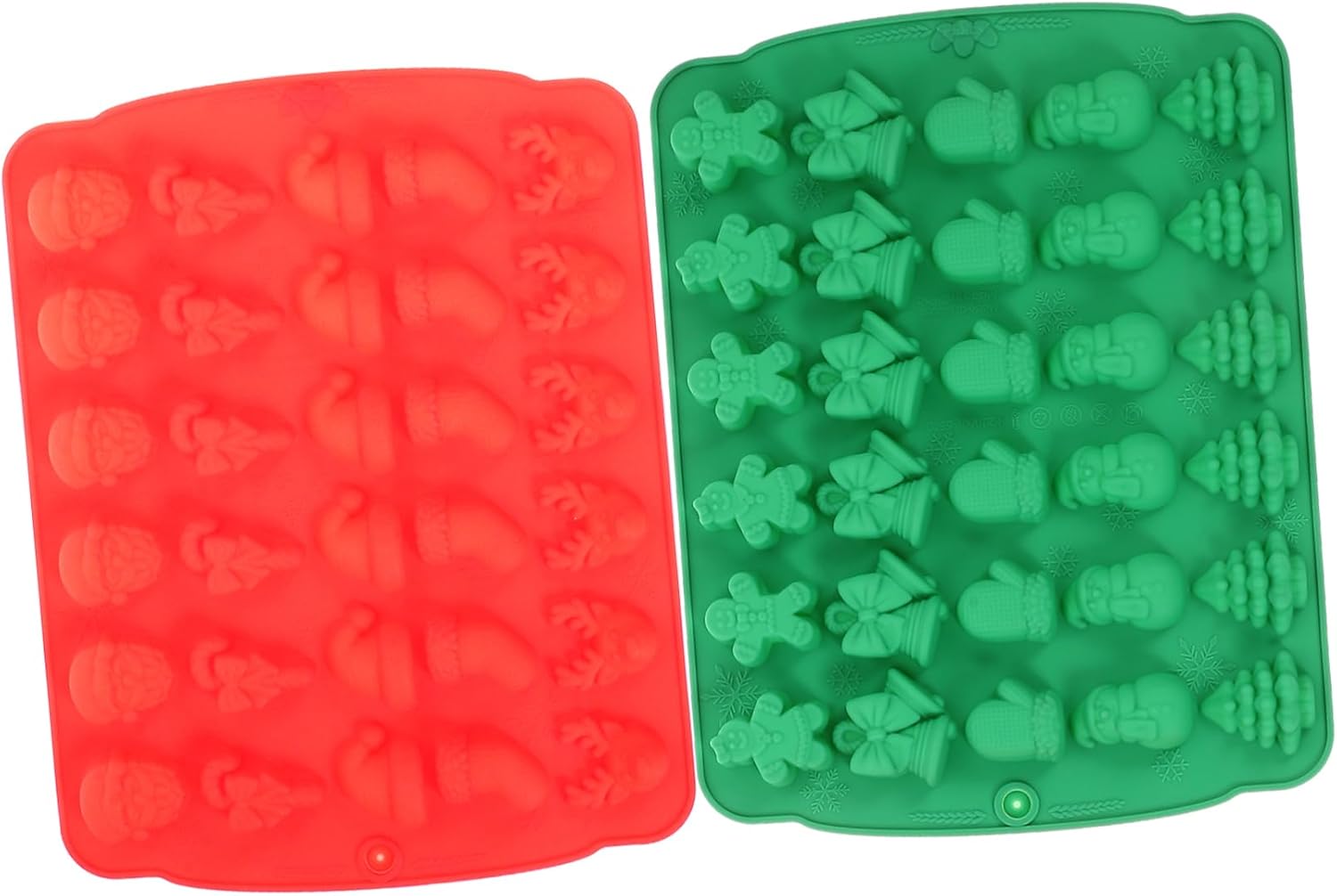 2pcs biscuit peppermint chocolate b2 silicone ice cube tray Christmas chocolate winter Gummy Bears candy Lollipop Ice Tray christmas resin s pine cones (Assorted Color 22.00X17.00X1.00CM)