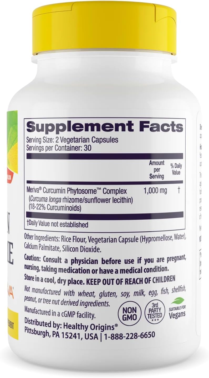 Healthy Origins Curcumin Phytosome (Featuring Meriva SF) 500 mg, 60 Veggie Caps - Image 2