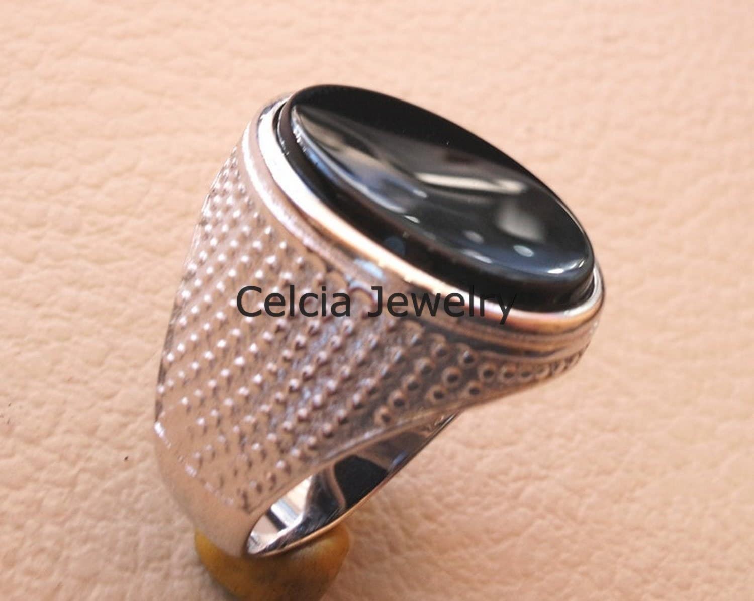 Herrenring aus schwarzem Onyx mit natürlichem Edelstein, Siegelring für das Hochzeitsversprechen, tolles Geschenk für den Freund, Geburtstagsgeschenk für den Ehemann (schwarzer Onyx)