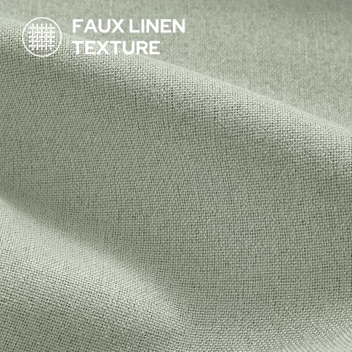 Image of HOMEIDEAS 100% Blackout Sage Green Linen Curtains 52W x 63L 2 Panels