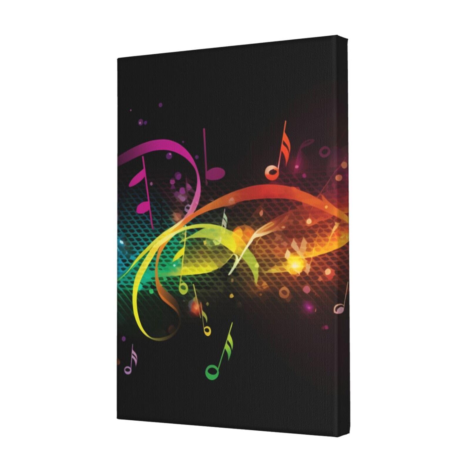 KLOPH Colorful Music Notes Canvas Wall Art for Living Room 12"x18" Modern Artwork Painting for Bathroom Hanging Canvas Prints Aesthetic Wallart for Bedroom Kitchen Office Wall Decor