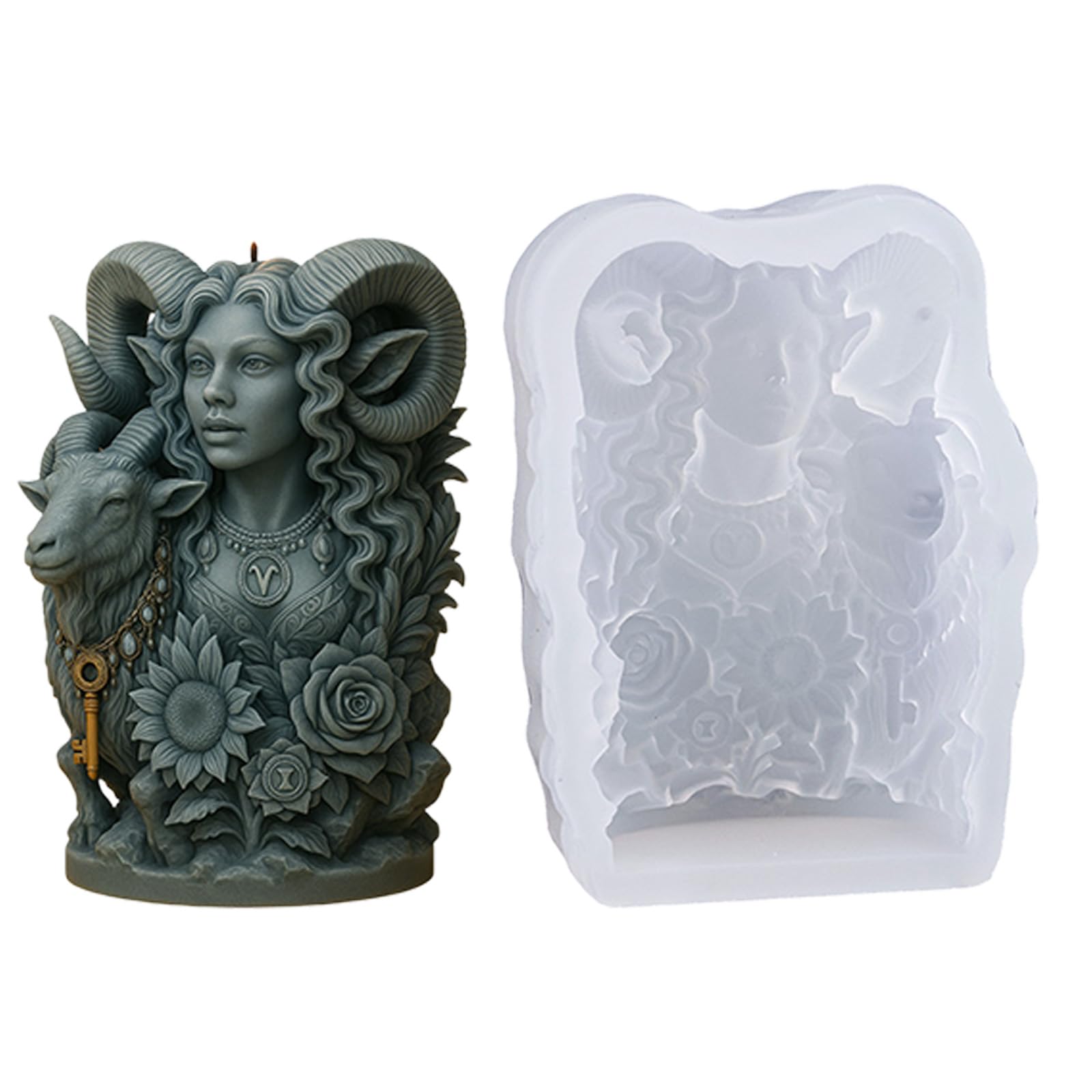 ZEPFJHE Goat Lady Shaped Silicone Molds Temperature Resistant for Making Soap Gypsum Ornament Epoxy Resin Decorative Cast
