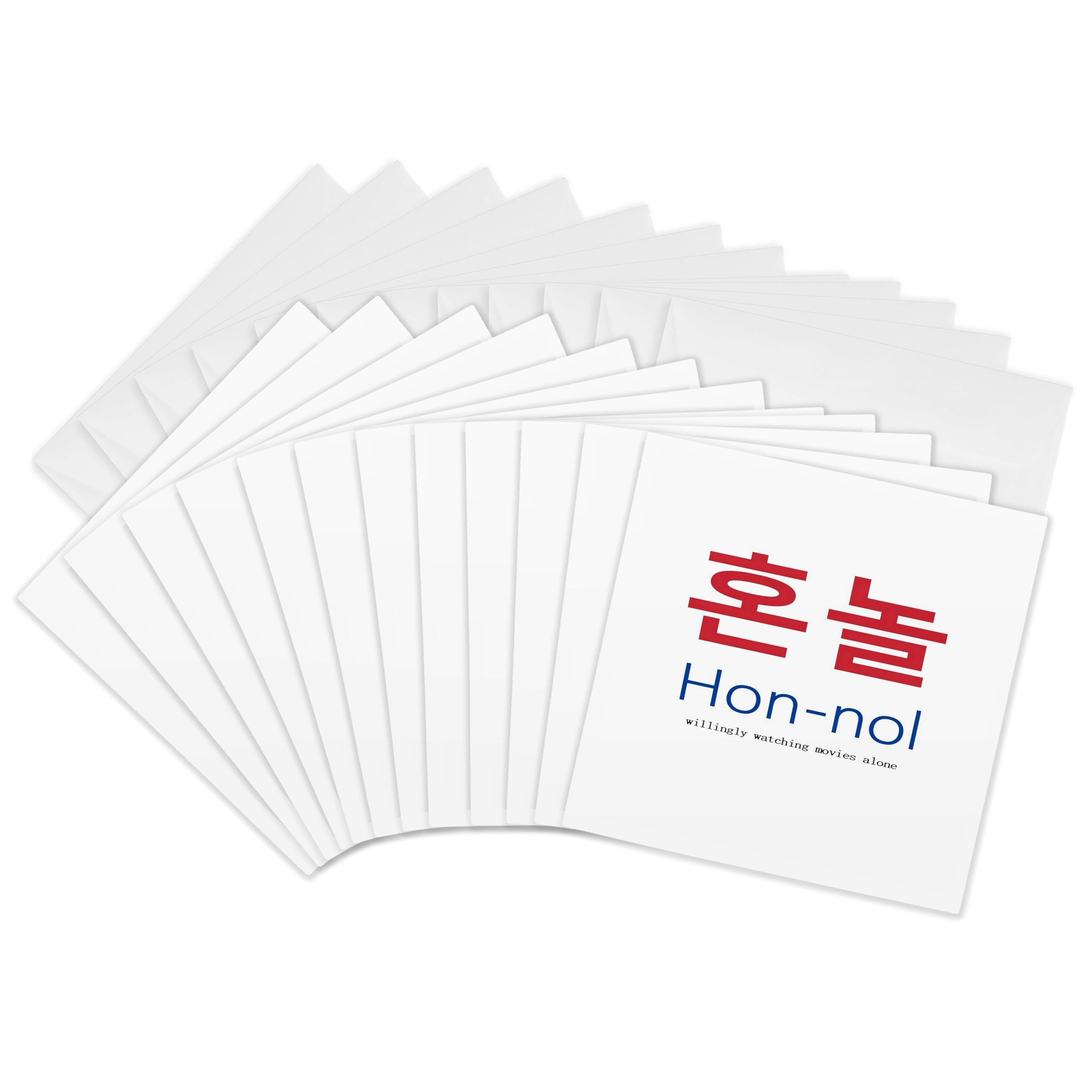 3dRose Greeting Cards - Hon-nol Willingly Watching Movies Alone - 12 Pack - Typography - South Korea Culture