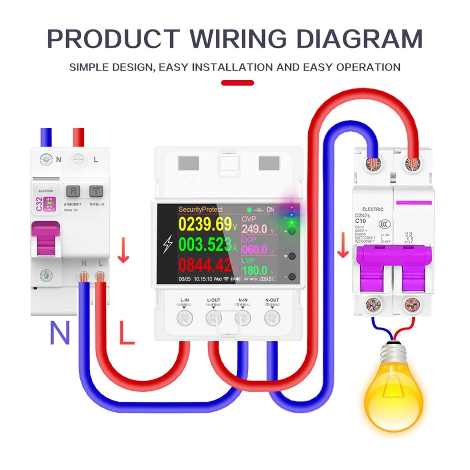 Tuya App DIN Rail WiFi 100A Smart Energy Power Meter Consumo KWh Meter Wattmeter Temporizador con Relé De Protección Monitoreo del Consumo de energía
