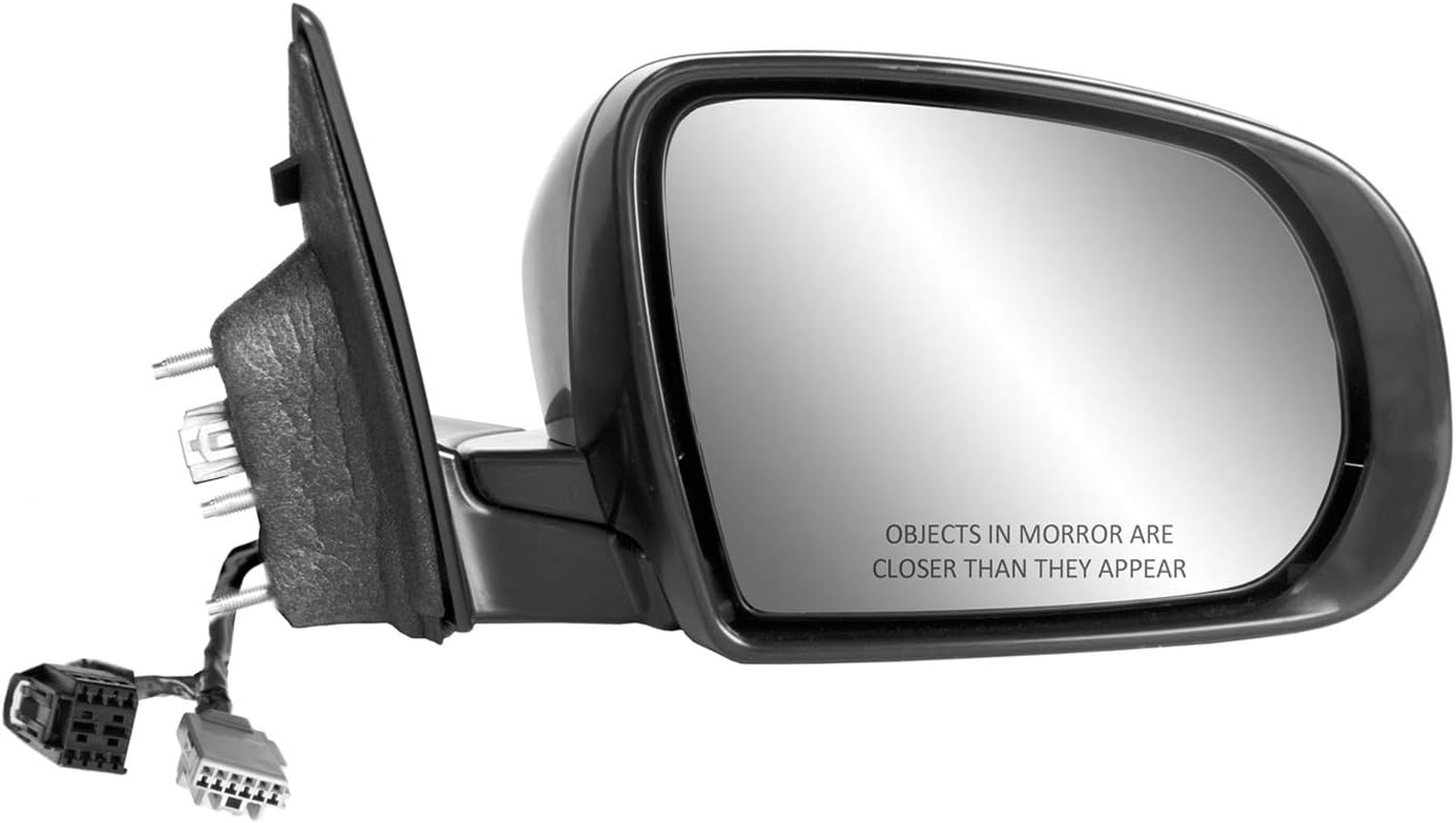 Passenger Side Compass, (textured black w/PTM cover, foldaway), w/o turn signal, w/o BSDS, w/o chrome trim, w/o camera, RH, Heated Power