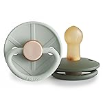FRIGG Little Viking Natural Rubber Baby Pacifier 2-Pack | Made in Denmark | BPA-Free (Sage/Olive, 0-6 Months)