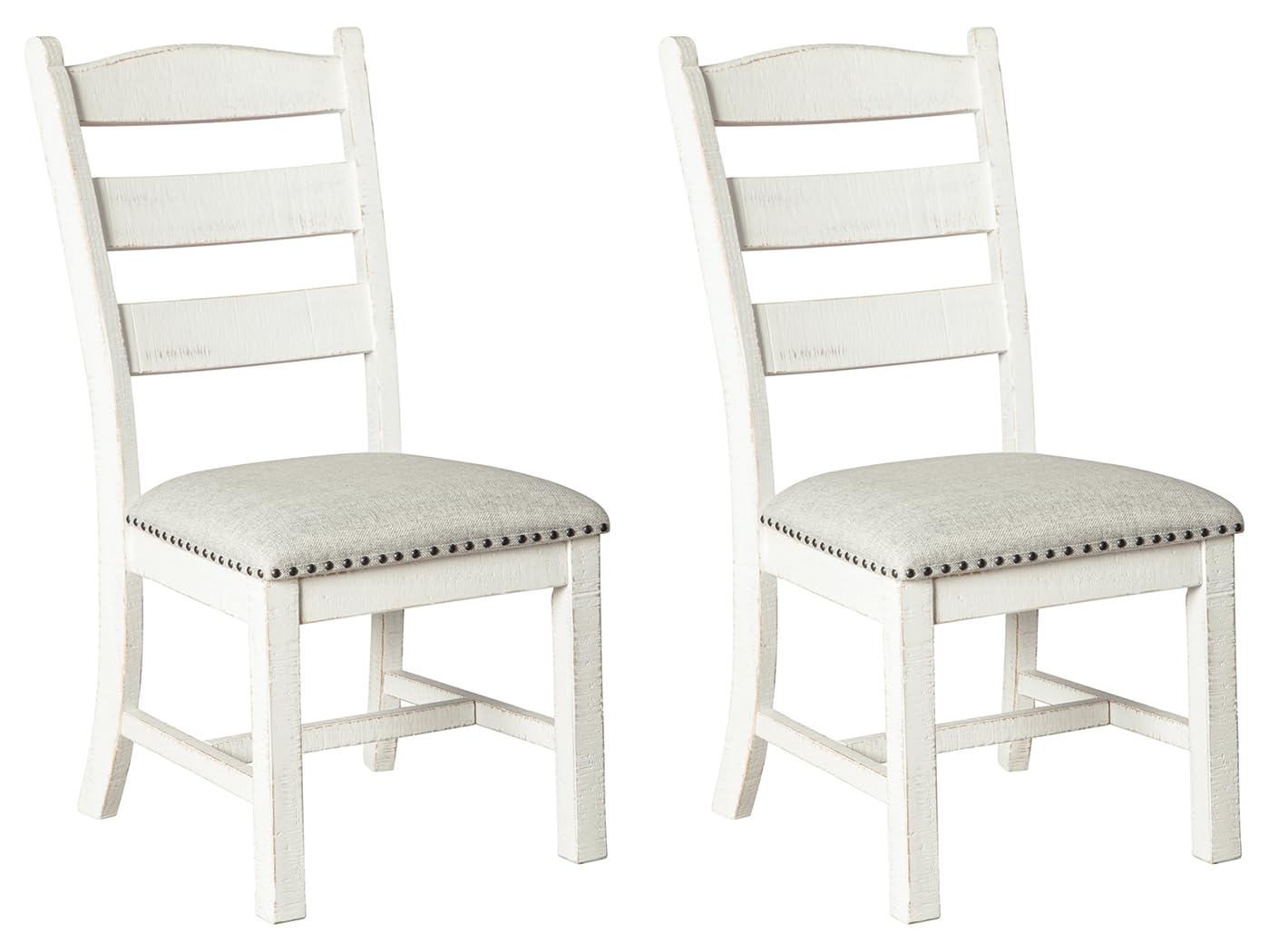 Signature Design by Ashley Valebeck Vintage Farmhouse Cushioned Dining Chair, 2 Count, Whitewash