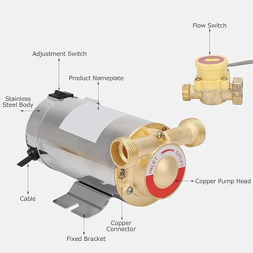 Miniatura 7 de Bomba de refuerzo WG-100, pequeña bomba automática de presión de agua, bombas de agua eléctricas, utilizadas en ducha o jardín, 100 W (enchufe de