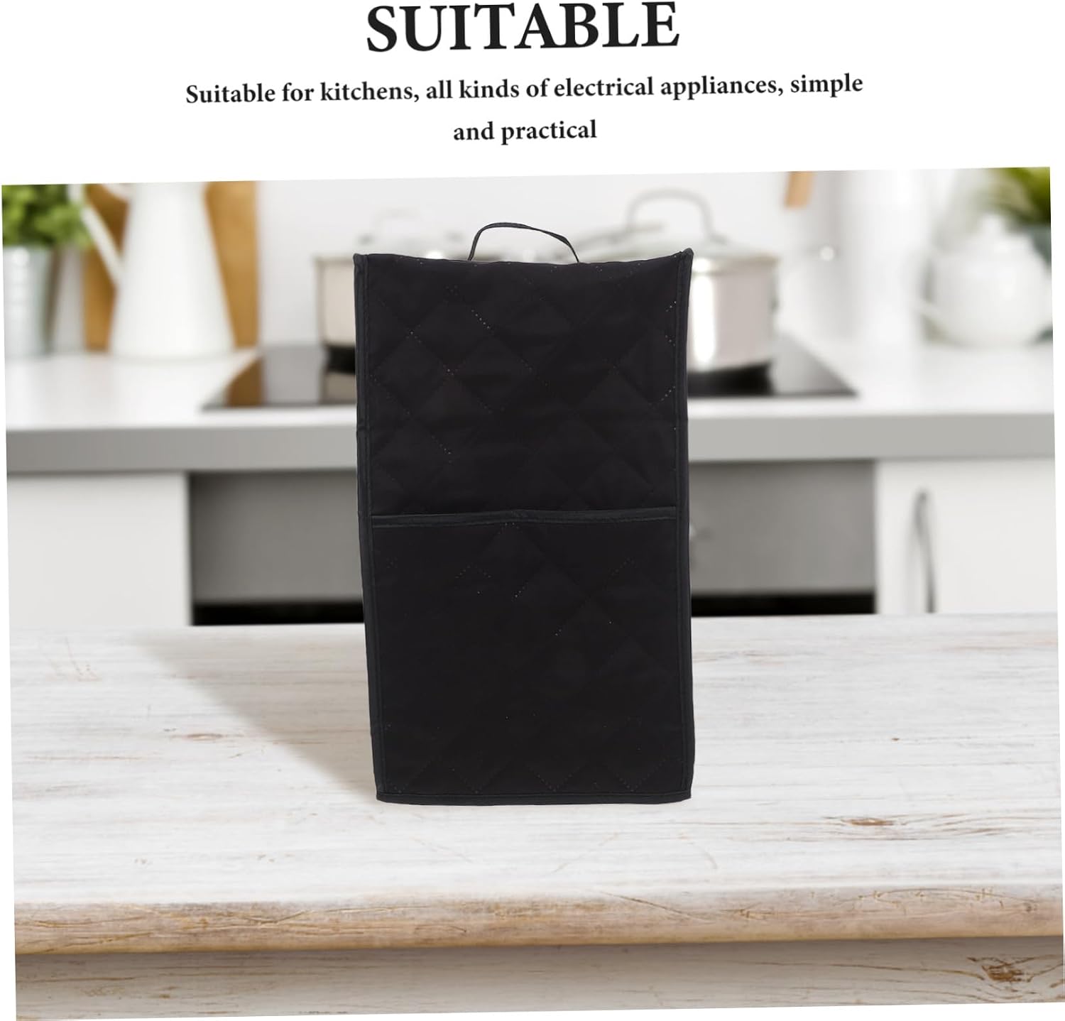 Outanaya Black Smoothie Machine Dust Cover for Juicer and Blender with Sturdy Protection, Polyester Material, Accessory Pocket and Handle, Elegant Design for Kitchen Countertop
