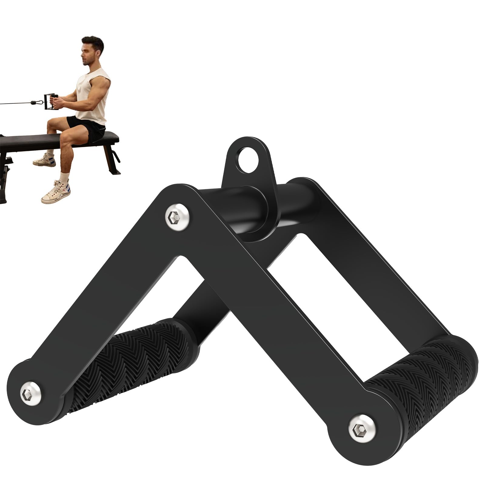 Fitarc Doppel D Rudergriff Kabelzug Zubehör fürs Fitnessstudio, Rutschfester V Griff Aufsatz für Home Gym Geräte, T Bar Rudergriff für Rückentraining, Latzug Zubehör und Kabelmaschinen Aufsatz