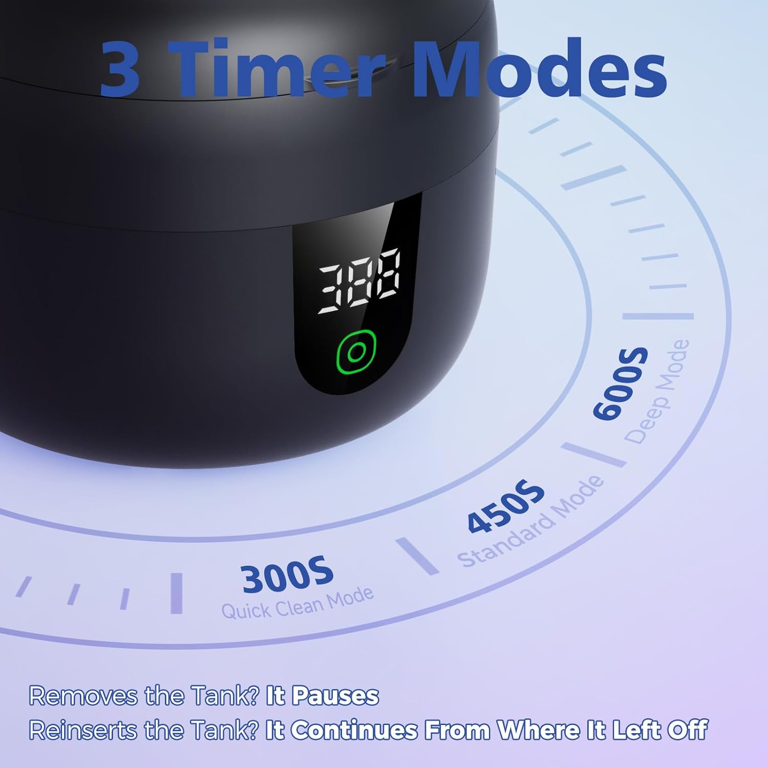 New Ultrasonic Retainer Cleaner Machine with Removable Inner Tank for Aligners, Mouth Guards, Jewelry – 180ml Capacity, 45kHz Ultrasonic Cleaner, 3 Modes, Digital Timer, Smart Pause & Quiet to 30dB