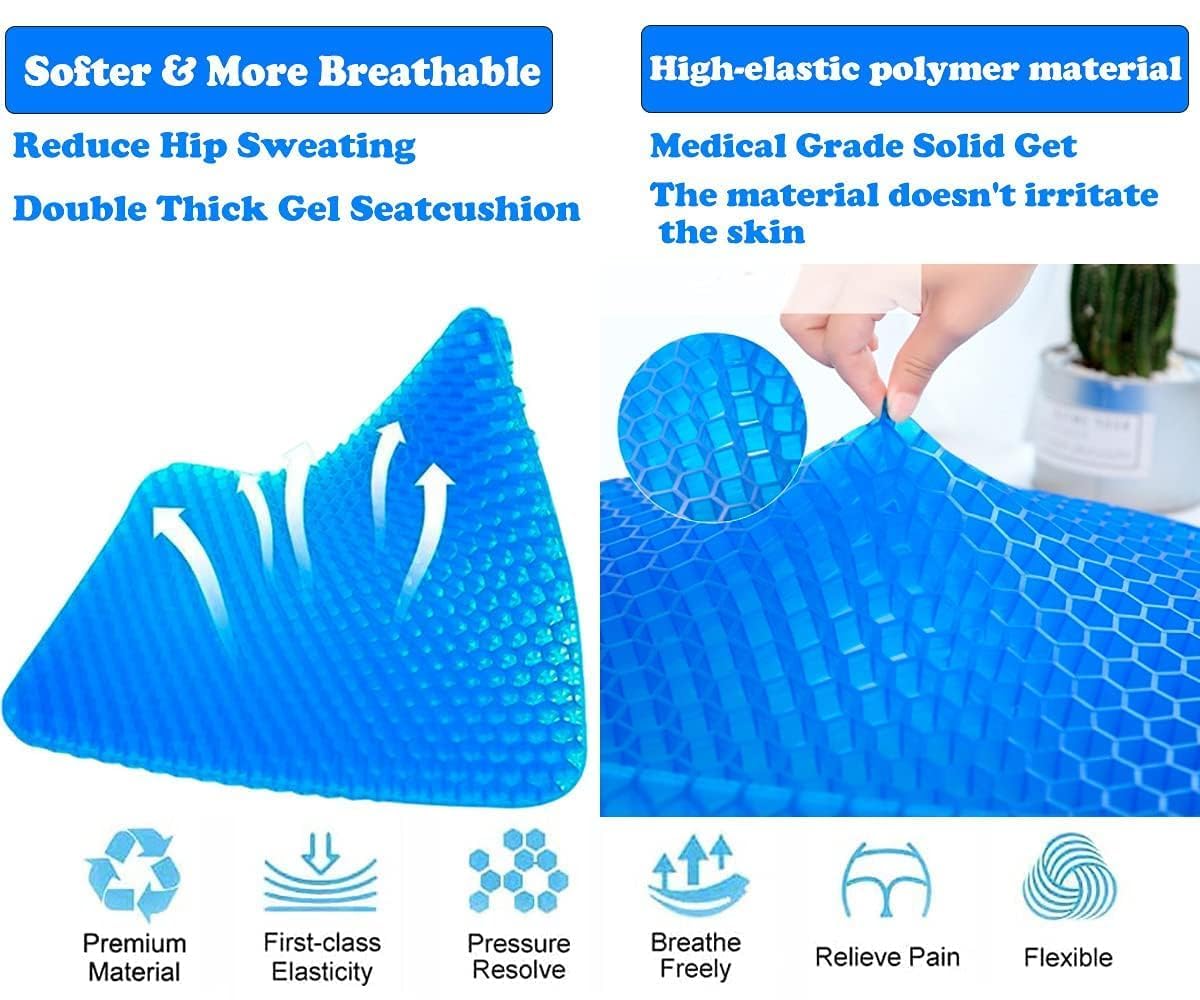 BIGXEN Egg Gel Seat Cushion, Breathable Gel Cushion Chair Pads with Non-Slip Cover for Home Office Car Wheelchair, Honeycomb Design As Seen On TV-1PCS 4
