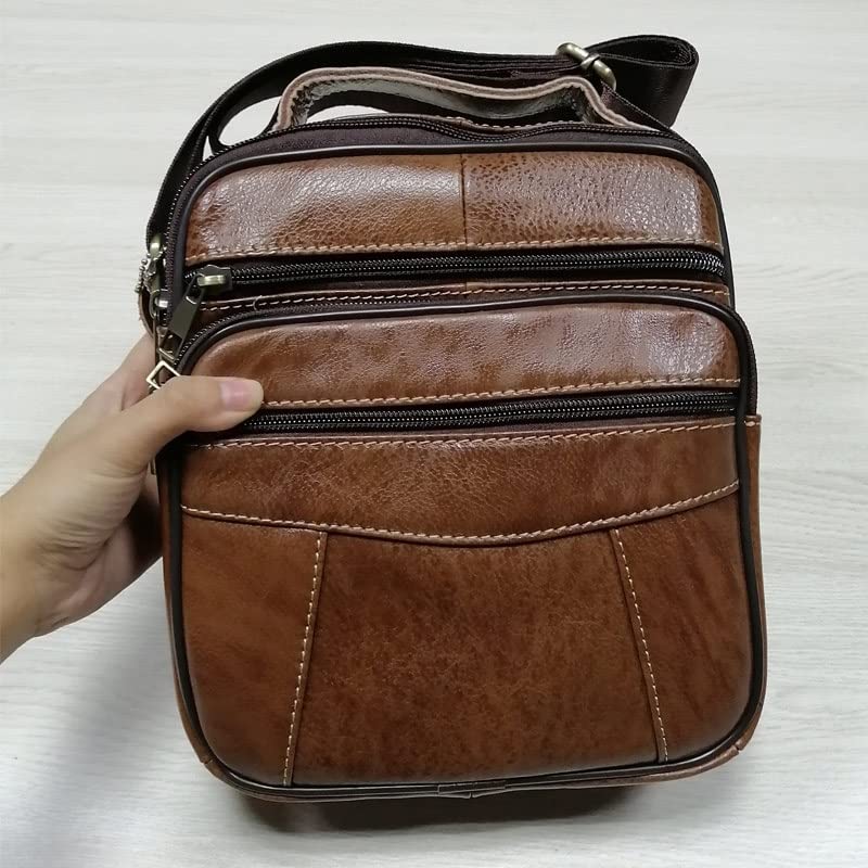 Men's Shoulder Bag Leather Bag Fashion Messenger Bags Flap Zipper Male Solid Crossbody Handbags (Color : A, Size (A3