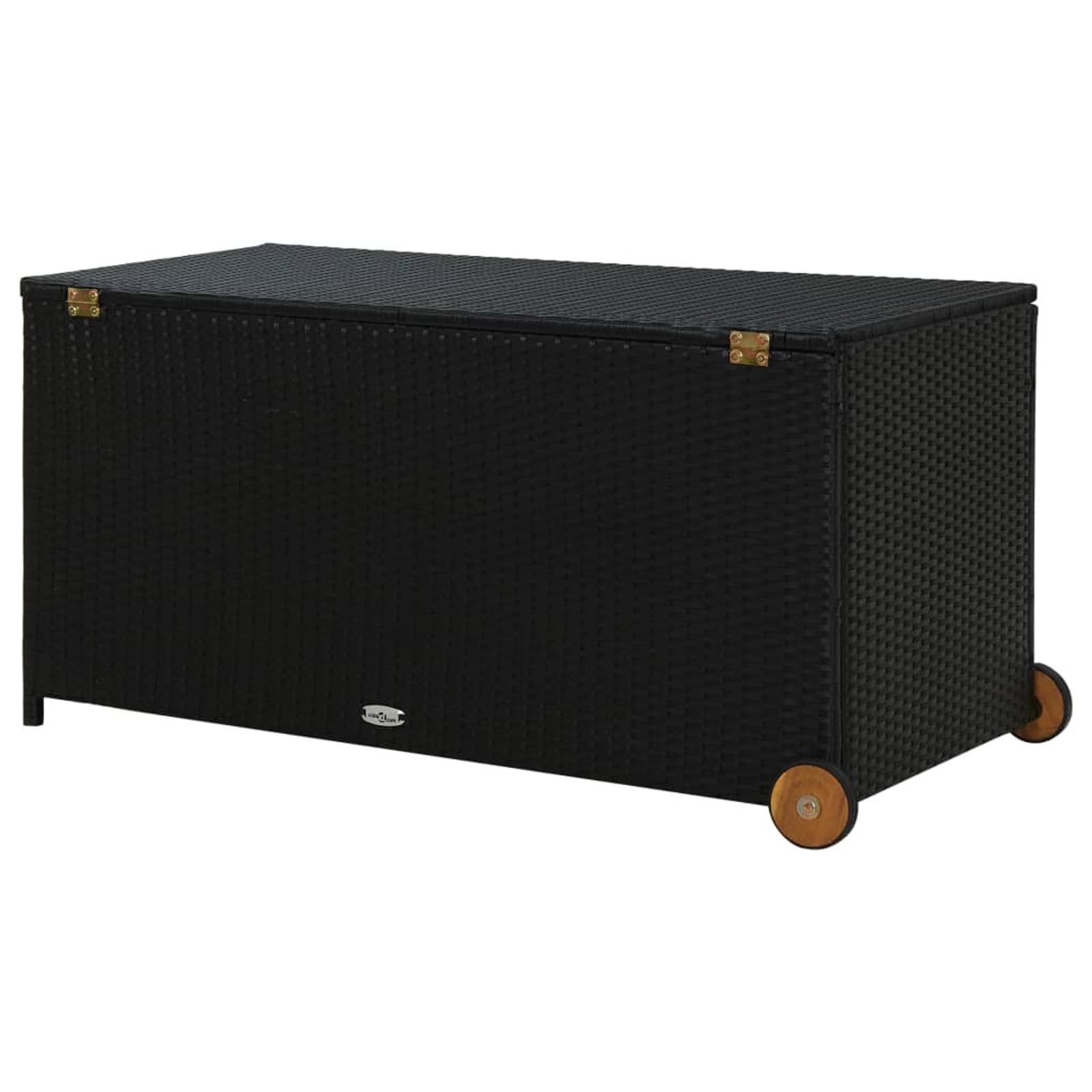 Homgoday Szafka ogrodowa czarna 120 x 65 x 61 cm polirattan, skrzynia do przechowywania na zewnątrz, meble ogrodowe na zewnątrz dekoracja