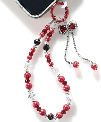 Phone Charm Wrist Strap, Beaded Phone Chain Wristlet Cute Cellphone Charms Lanyard with Tether Tab Keychain