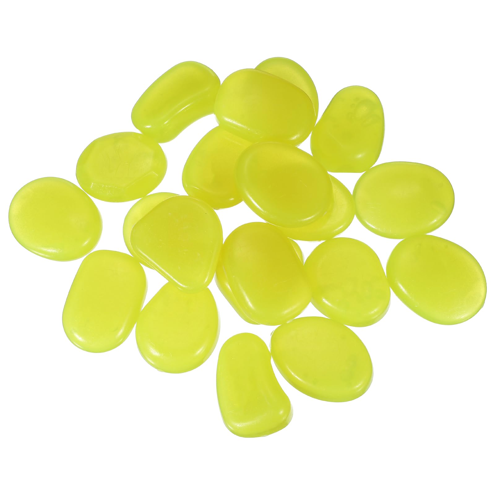 YELARXI Large Glow in the Dark Stones, Luminous Pebbles Stones Glowing Rocks Decorative Light Up Pebbles Fitting for (Fish Tank/Outdoor Garden Decor/Yard/Walkway) 20 Pcs & Yellow