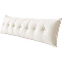 WOWMAX Rectangular Headboard Pillow King Bolster Pillow for Bed Back Rest Pillow for Sitting Daybed Pillows Back Support Pillow for Bed Reading Pillow 85% Linen & 15% Cotton Blend, White