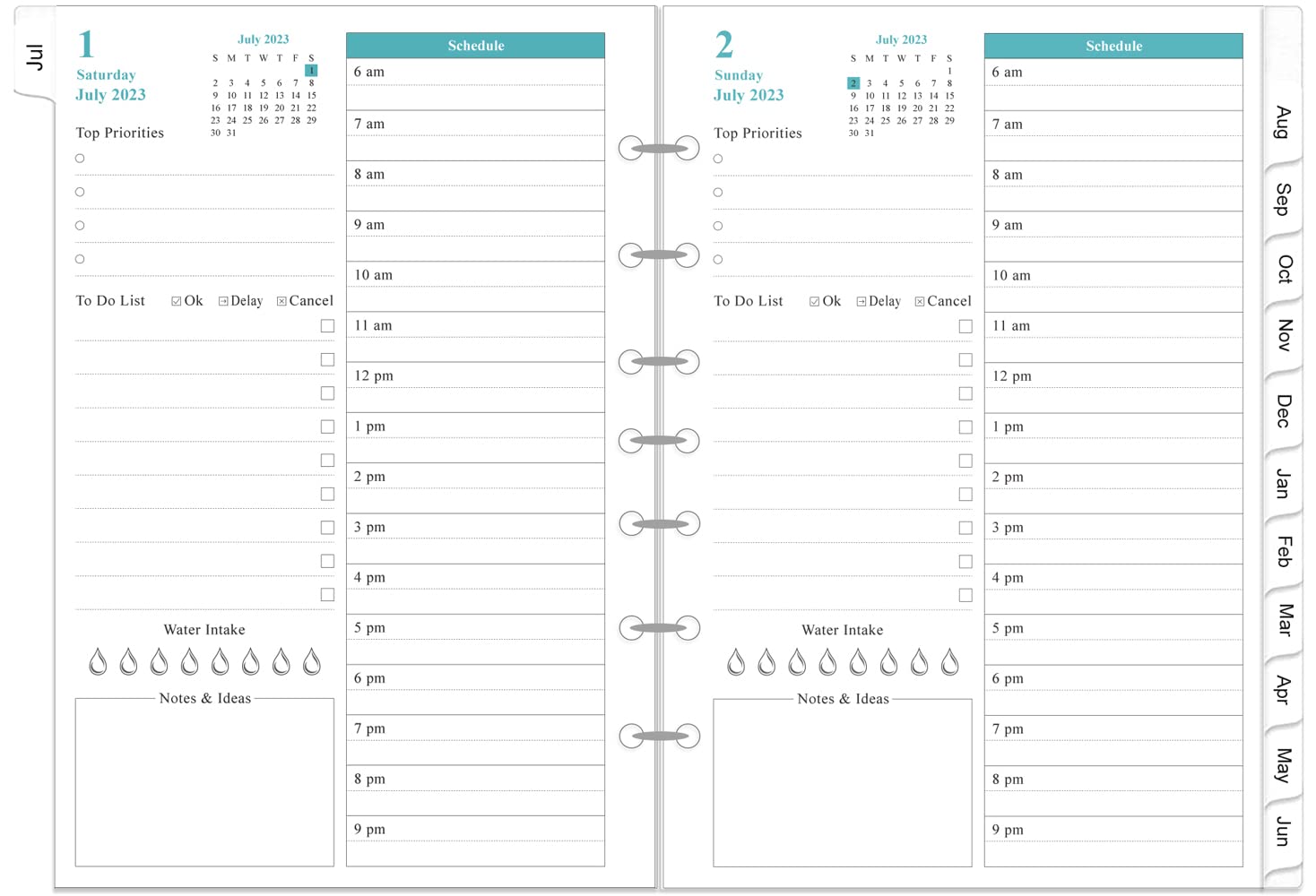 2024 Planner Refills for Mini 3/7 Binders - One Page Per Day, January 2024-December 2024, Prioritized, To-Do List, Notes, Appointment Schedule, Desk Size 4, 5.8" x 8.3"