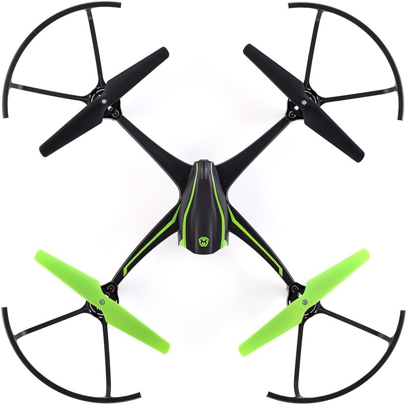 ടോപ്പ് ഡൗൺ view of the Sky Viper v2450FPV drone with blade guards installed.