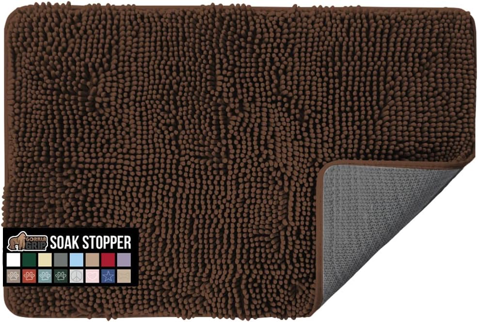 Gorilla Grip Soak Stopper Absorbent Indoor Chenille Doormat, Muddy Dog