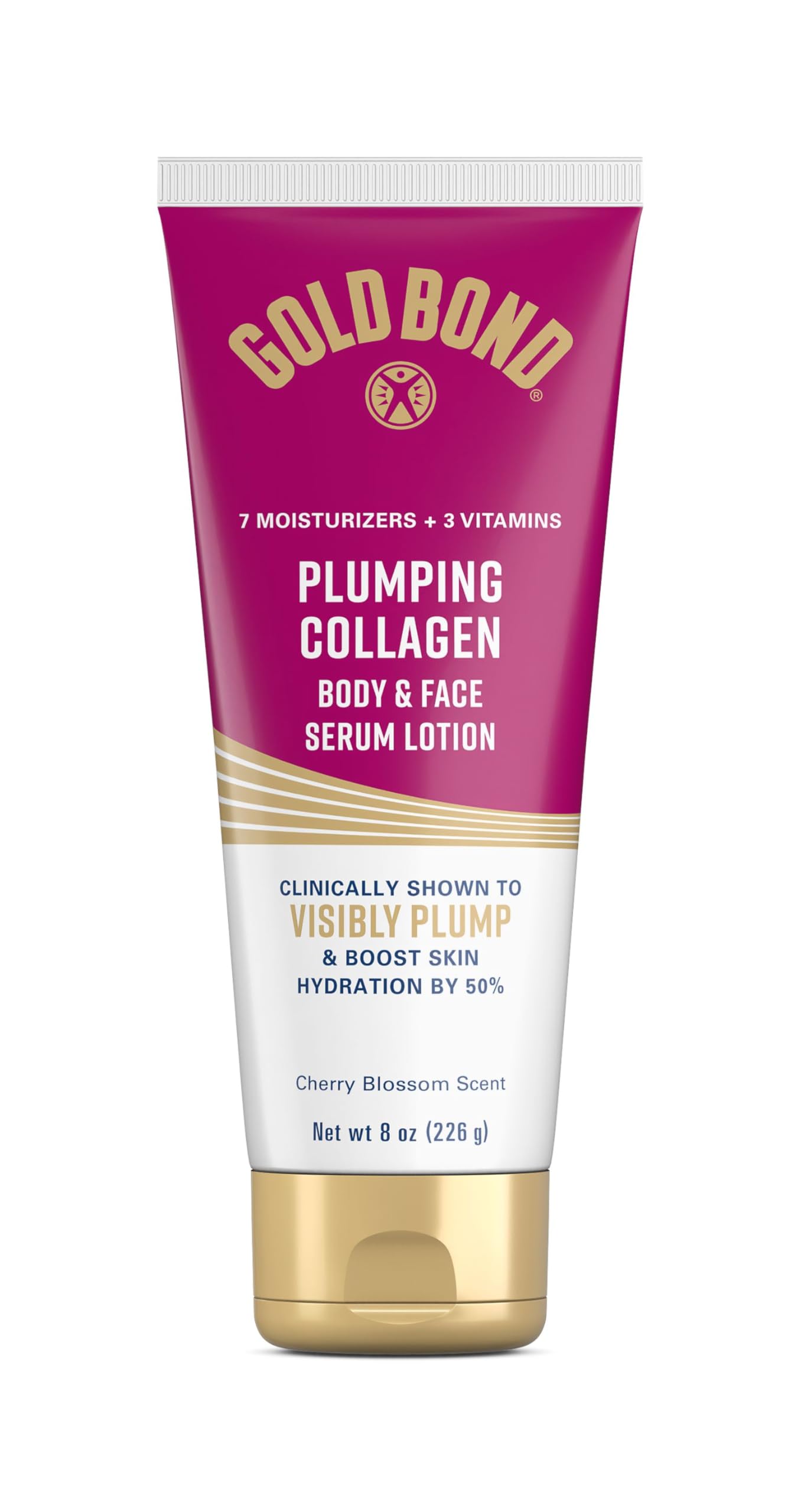Gold Bond Plumping Collagen Body and Face Serum Lotion Lightweight Hydrating Moisturizer with Collagen Peptide Complex Jojoba and