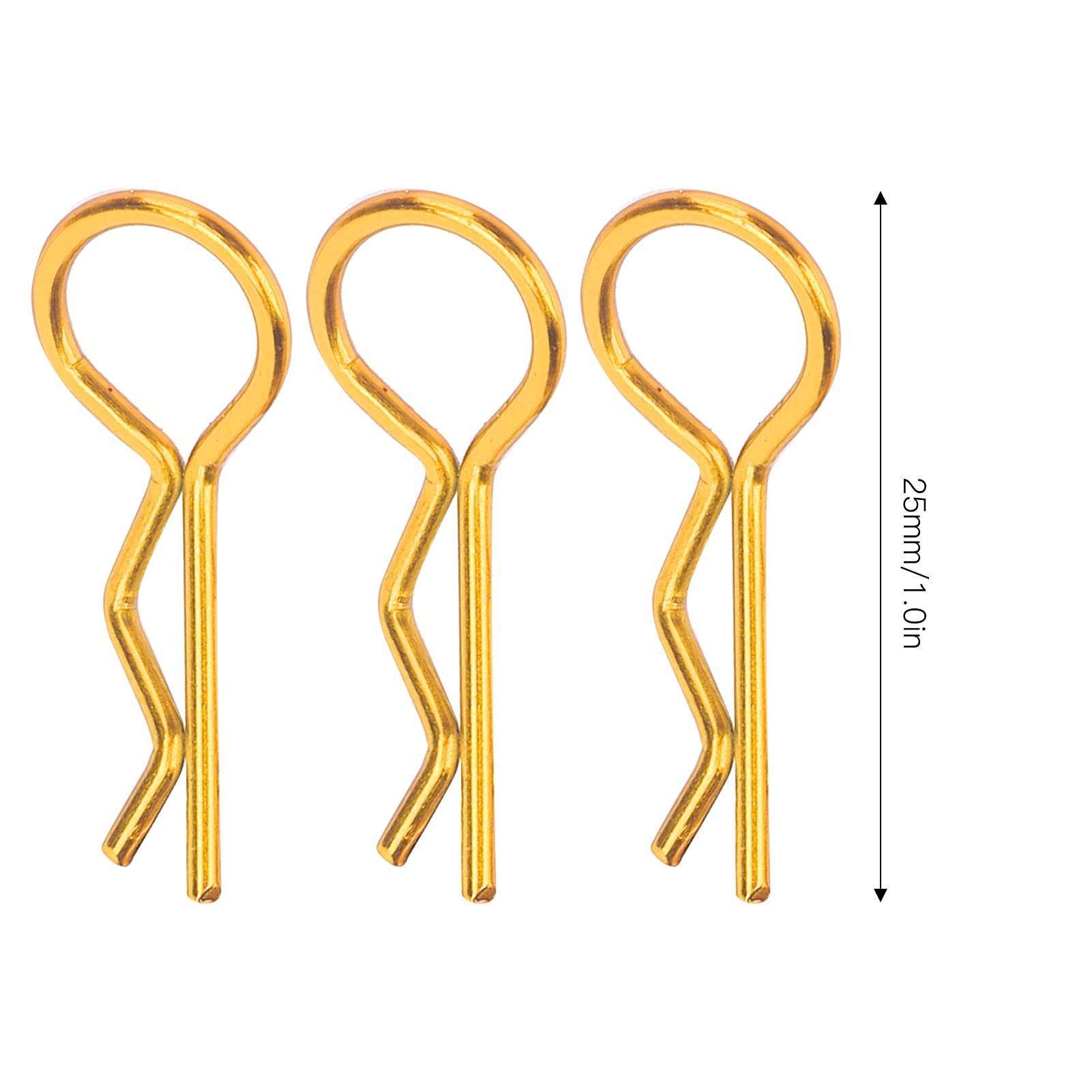 RC Car Shell Clips, 10Pcs Metal Body Clips Pins Bent Springy R Shape Upgrades Replacement for 1/5 1/6 1/8 1/10 RC Car (Gold)