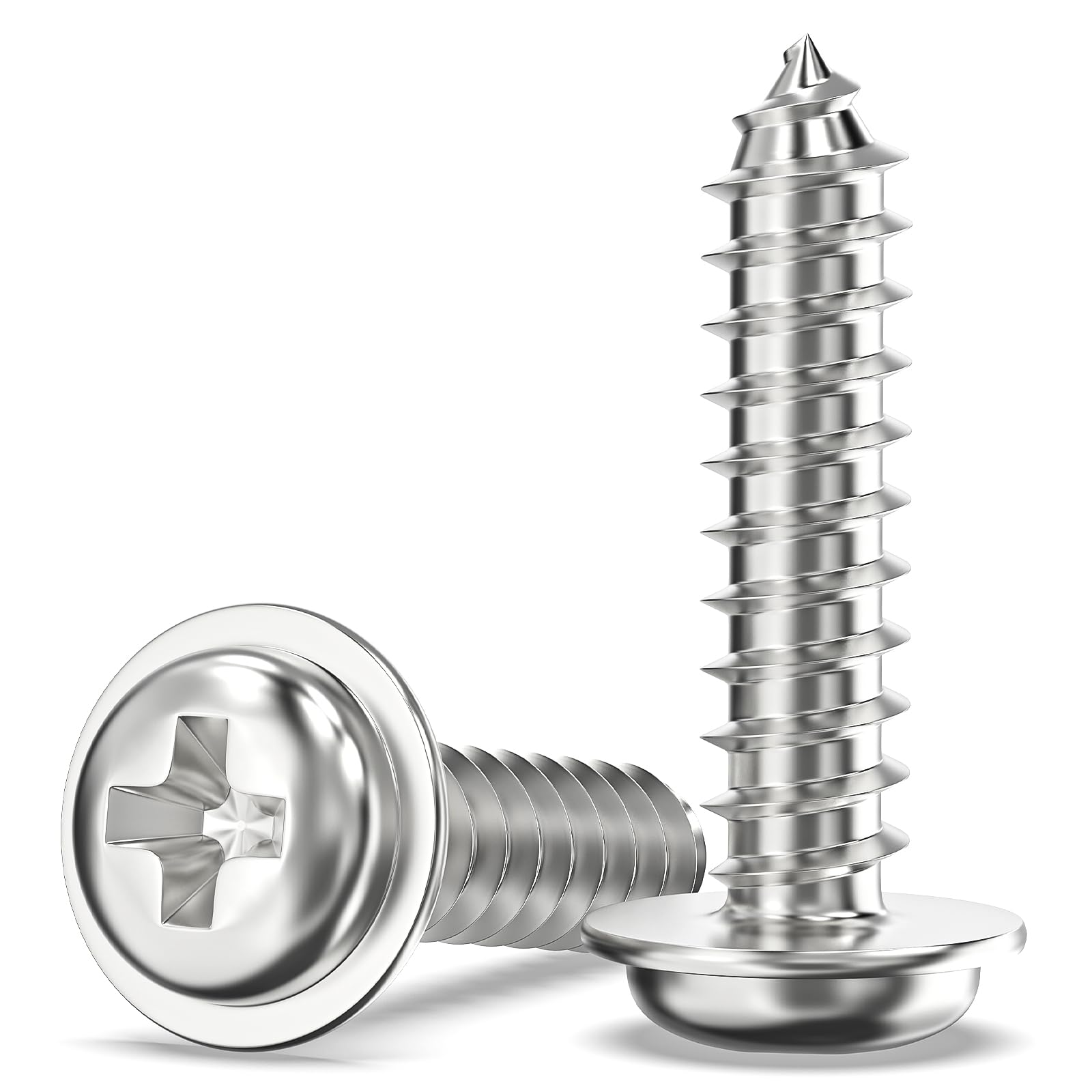 Valorada 50Pcs M6 x 25mm Screws for Wood, Modified Truss Head Self Tapping Screws, Phillips Drive, 304 Stainless Steel