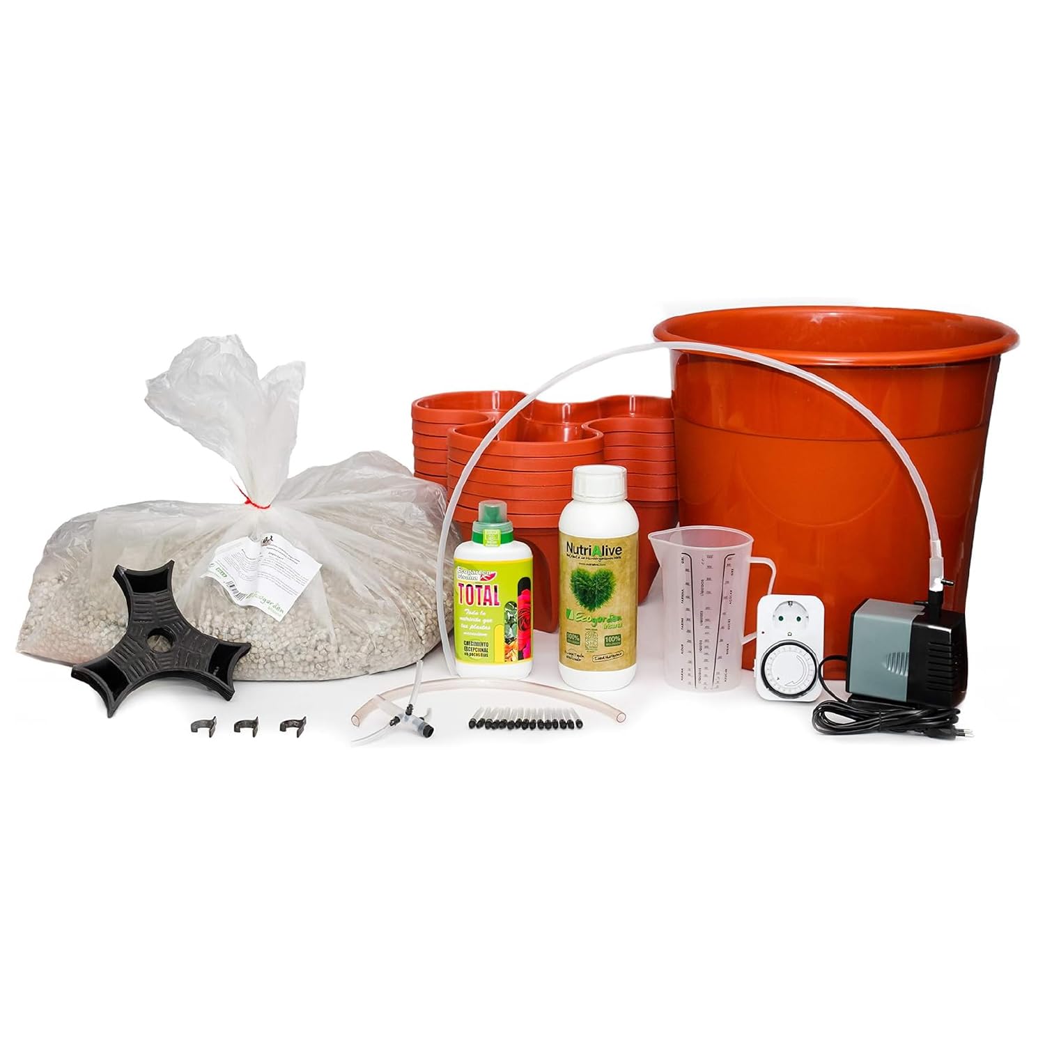Irisana - Cultivo Hidropónico Ecogarden - 6 Macetas en Forma de Trébol - 112 cm de Altura - Kit Completo Ideal para Huerto Vertical - De Fácil Montaje
