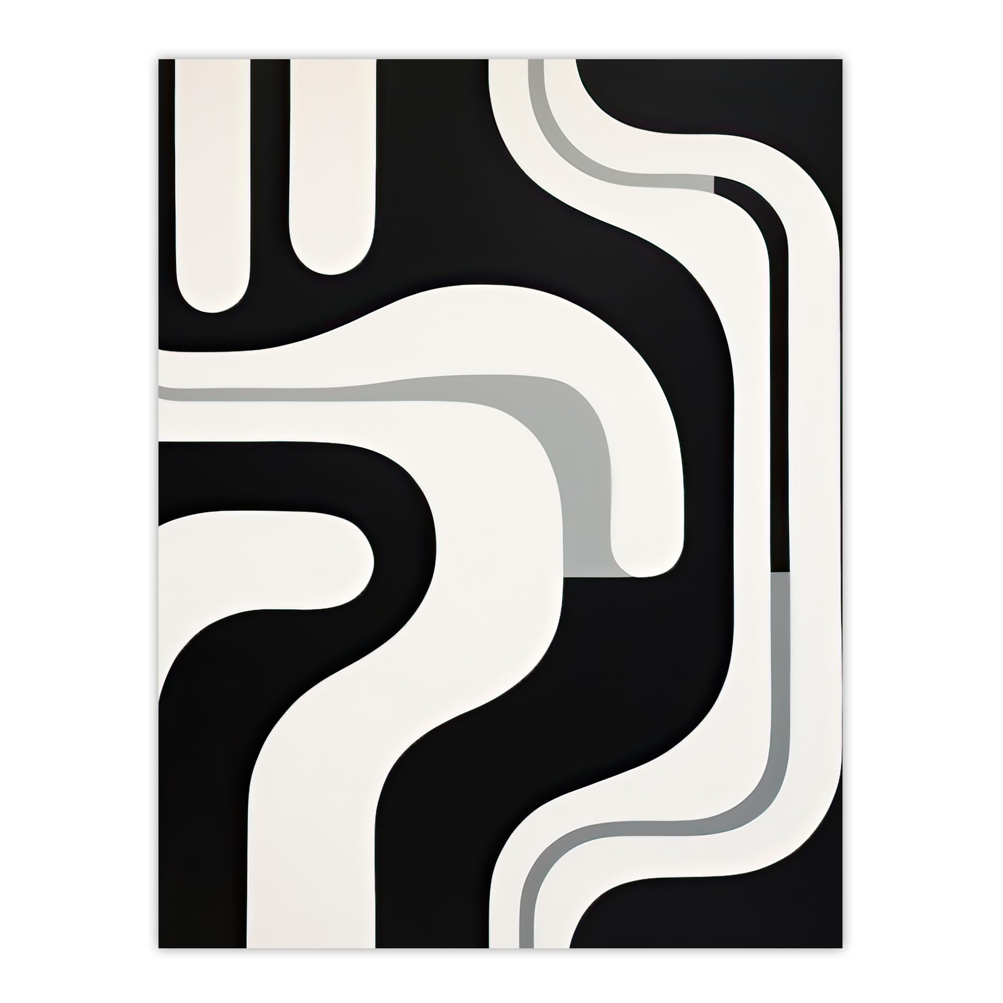 Artery8 Minimalist Curves and Shapes Abstract Artwork Black and White Geometric High Contrast Extra Large XL Wall Art Poster Print