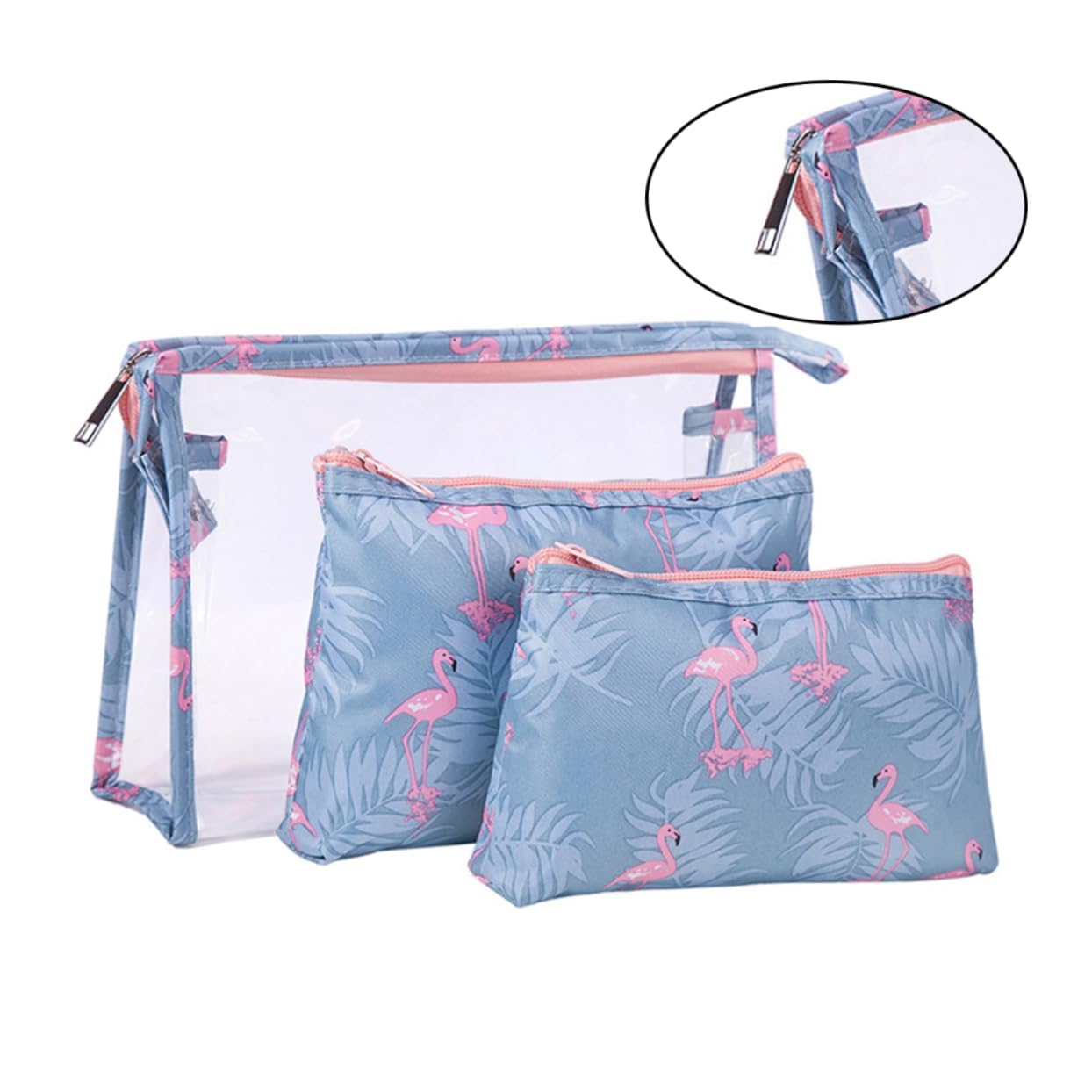 LIFKOME 6pezzi Borsa Da Viaggio Per Cosmetici Da Pochette Con Stampa Fenicottero Per Make-up e Della Ampio Spazio Di Archiviazione Per Necessità Personali