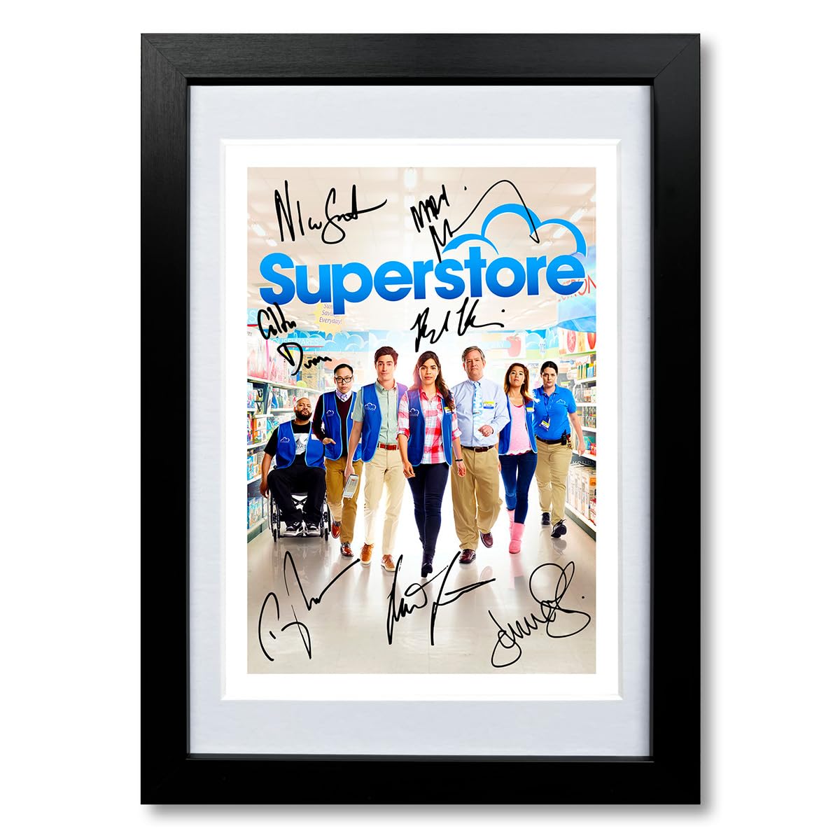 Superstore Cast Signed Autograph A4 Poster Photo Print TV Show Season Series Framed Boxset Memorabilia Gift America Ferrera (A4 BLACK FRAMED & MOUNTED)
