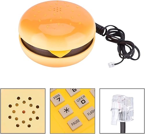 Miniatura 3 de Teléfono de hamburguesa novedoso, audio claro, Plug and Play, marcación por frecuencia de voz, flash, redireccional, para amigos o familiares