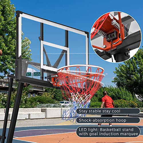 Homsof Portable Basketball Hoop Basketball System Height Adjustment For Youth Adults Led Basketball Hoop Lights, Colorful Lights, Waterproof，Super Bright To Play At Night Outdoors，8Ft-10Ft-A #TOP2