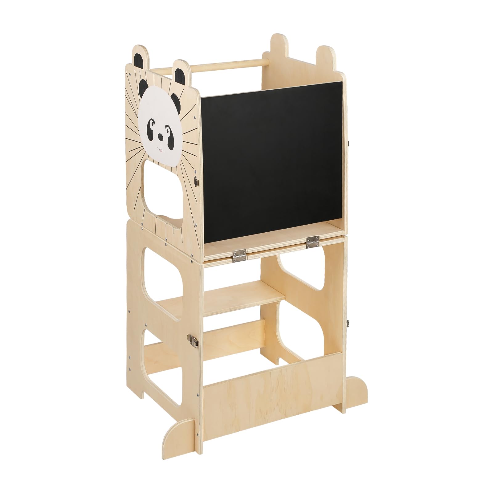 Tour Montessori en Bois 1,5-99 Ans, Tour d'apprentissage pour Enfants en Bois avec Tableau, 3-en-1 Tour d'observation Enfant, réglables en Hauteur, Pieds Anti-basculement-87*42*38.5 cm-couleur bois