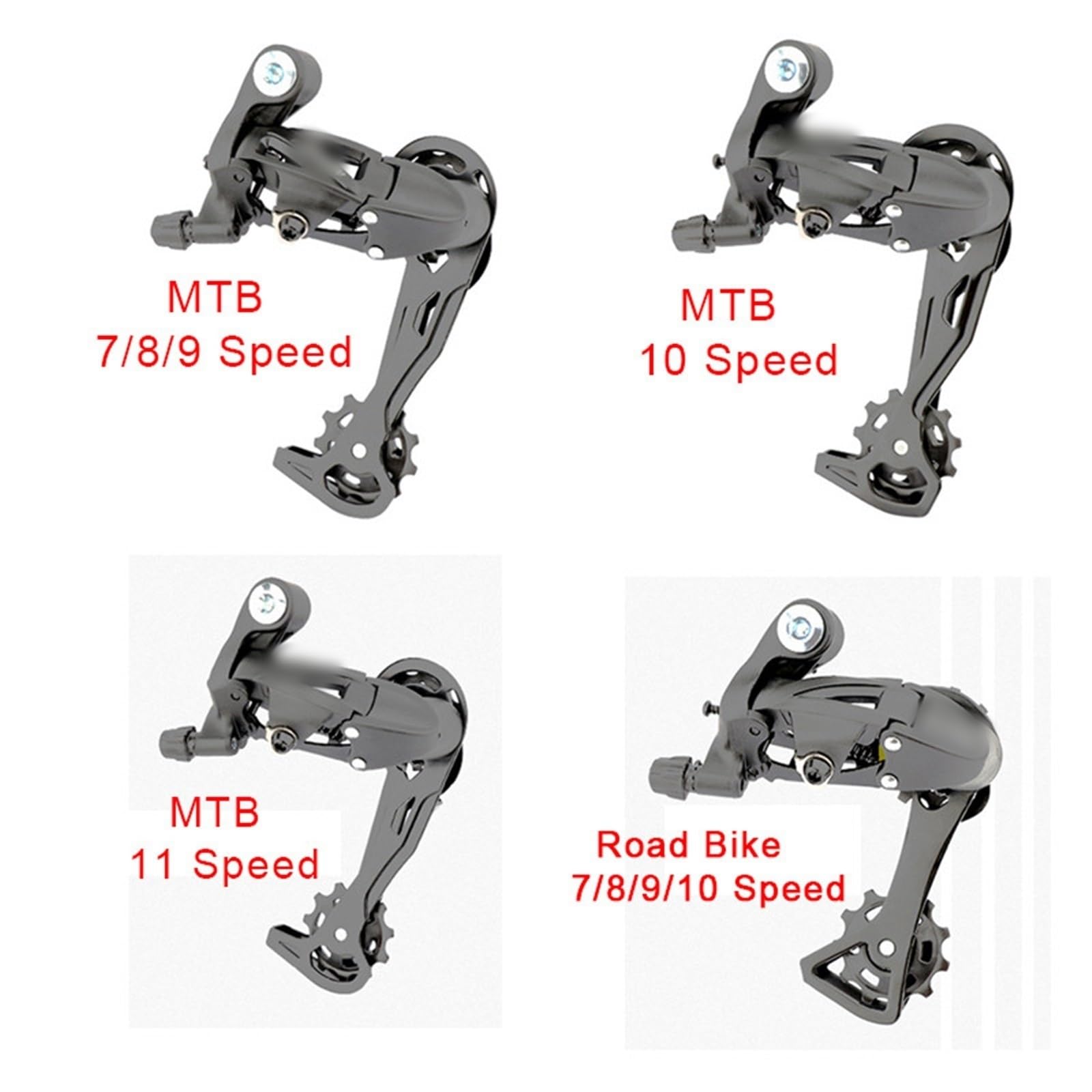 Derailleur，Rear Derailleur Dérailleur arrière de vélo VTT 7/8/9/10/11 Vitesses, dérailleur arrière de Route Compatible avec Les pièces de Cyclisme 7/8/9/10S