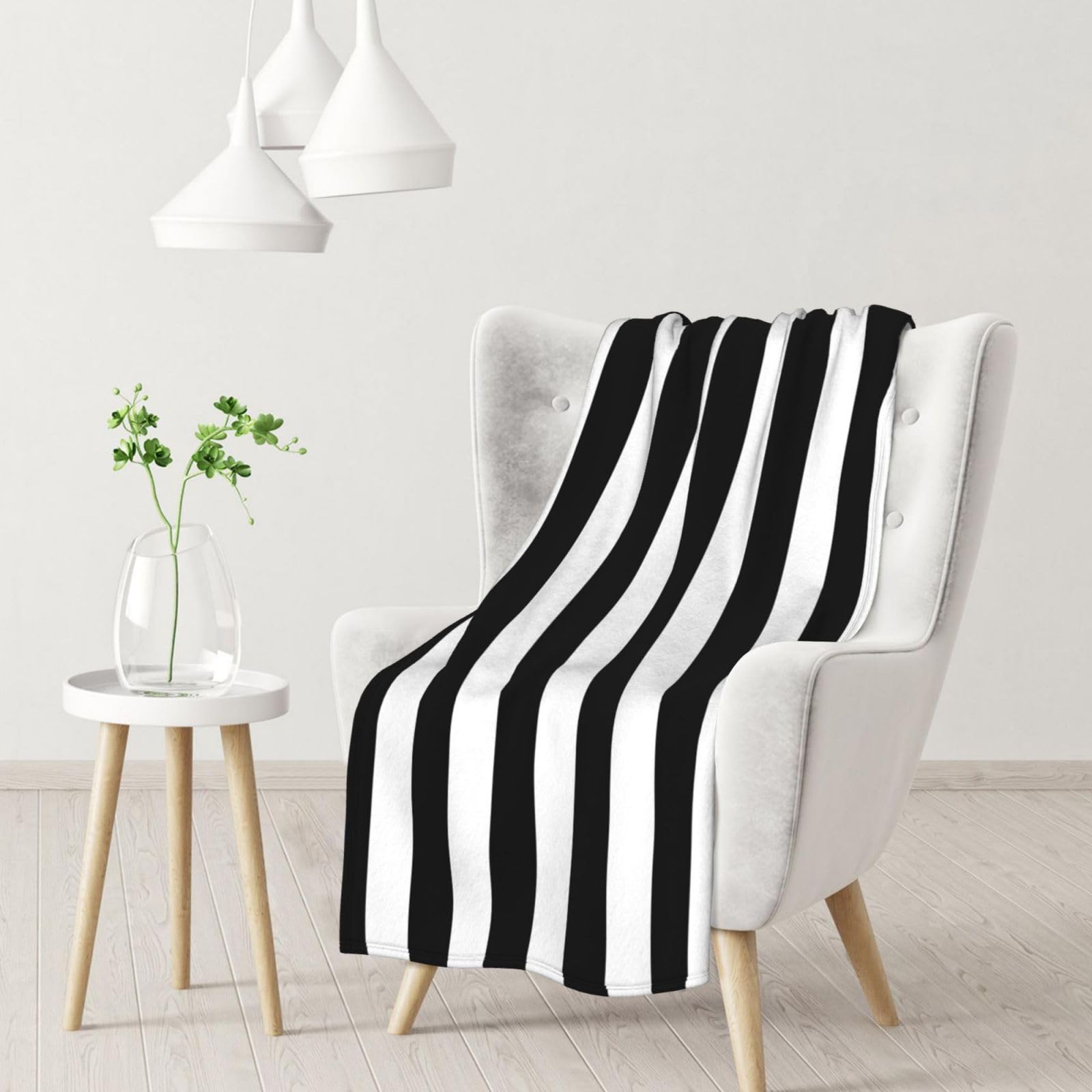 Tcoay Men's As Picture Black White Striped,Throws For Sofa Bed Chair, Decorative Throw Blanket, Blanket For Travel 30X40 Inches