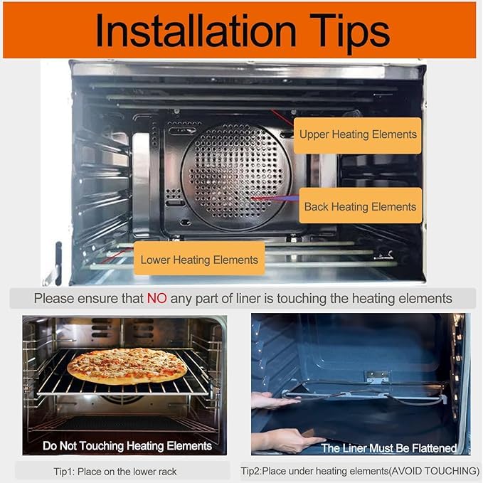 Hoja De Revestimiento De Horno Para La Parte Inferior Del Horno, Protectores De Horno Antiadherentes Reutilizables Grandes, Revestimiento Universal De Teflón Para Horno Y Cocina, 40 X 60 Cm, 2 Piezas