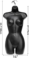 Vista 2 de Paquete de 2 maniquíes femeninos negros, forma de vestido largo con espalda hueca y cadera, maniquí esmerilado inastillable con gancho para colgar