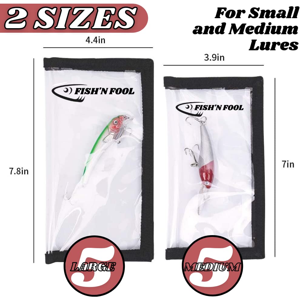fish n fool lures FISH'N Fishing Lure Wraps, 10 Packs Lure Cover, Saltwater Resistant Fishing Gear, Fishing Hook Covers, Durable & Clear PVC Keeps Fishing Safe, Easily See Lures, Two Sizes Included, Great Value Catfishing Double Offset Circle Slender Profile Through Wired Color:Orange Chartreuse - CD3-22 028632641231