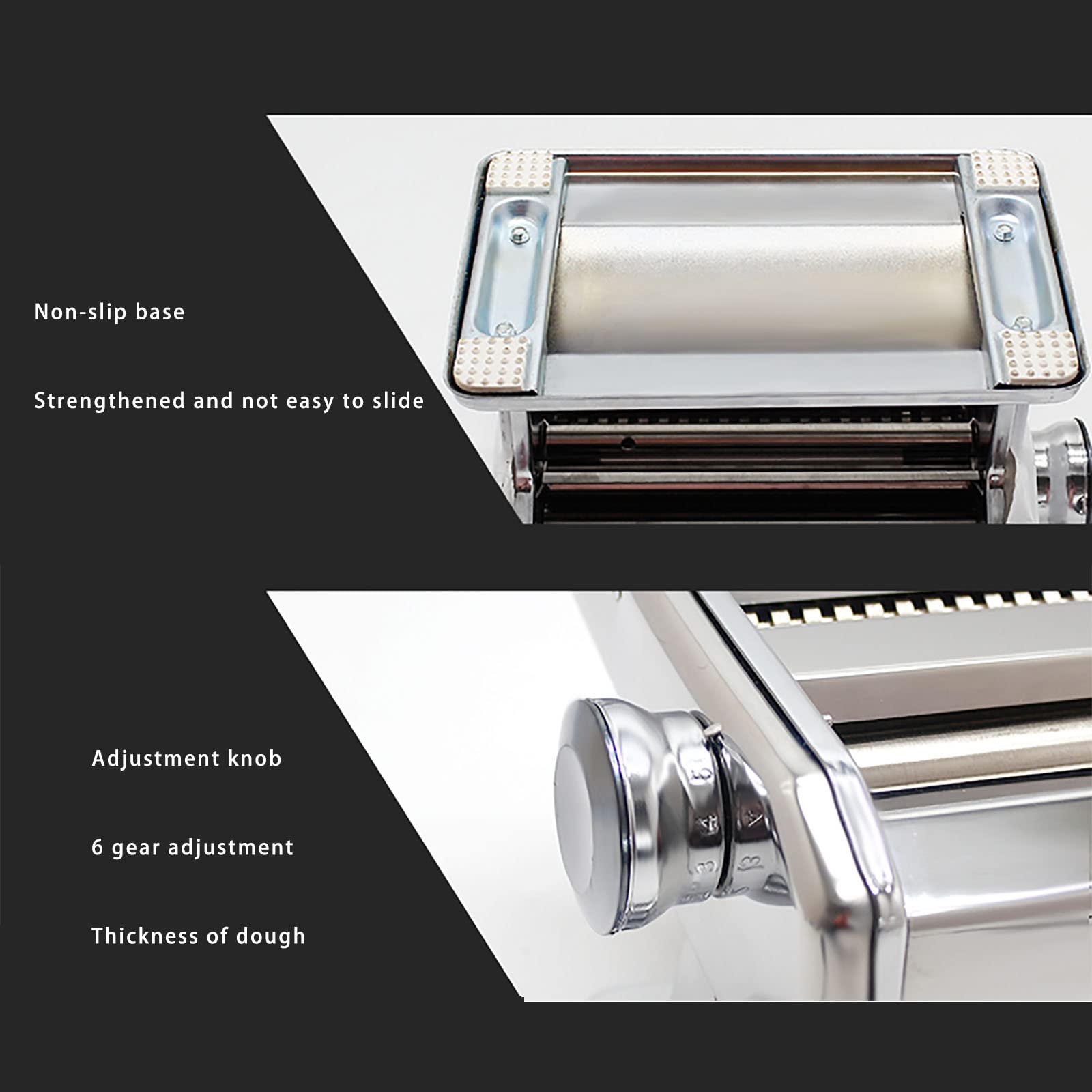 Máquina Manual para Hacer Pasta de Acero Inoxidable con ajustes de Espesor Ajustables Fideos con Abrazadera para Espagueti, fettuccini, lasaña o Pieles de Bolas de Masa hervida CAS