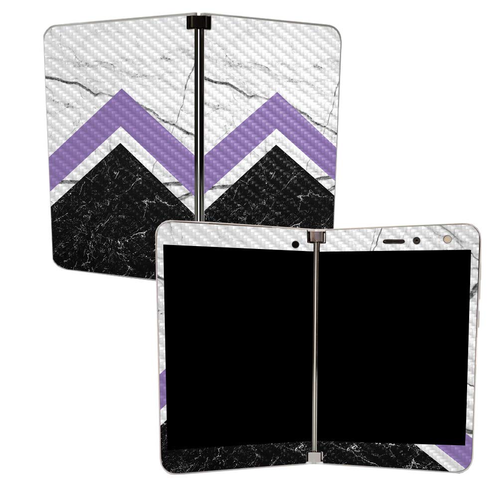 MightySkins Carbon Fiber Skin for Microsoft Surface Duo - Geometric Marble | Protective, Durable Textured Carbon Fiber Finish | Easy to Apply | Made in The USA