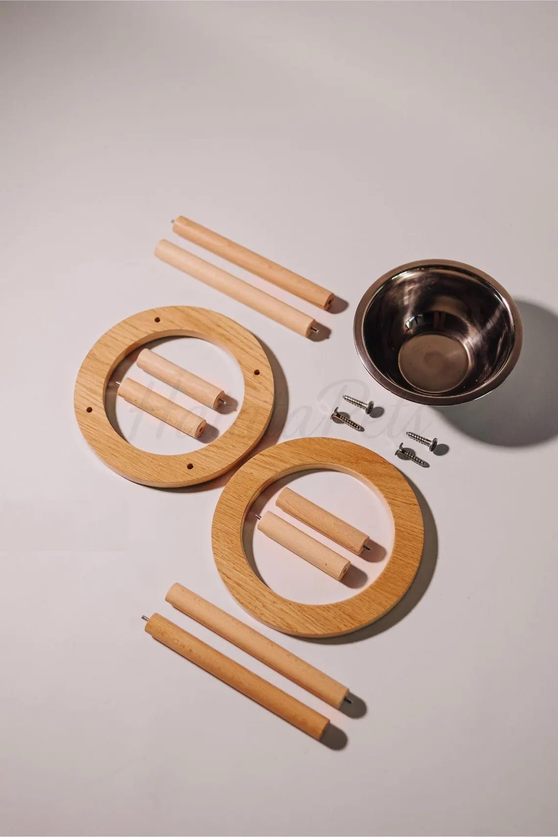 XSOURCE Cuenco elevado de madera para gatos con inserto de acero inoxidable, soporte elevado para gatos y perros pequeños, antivómitos, diseño ergonómico, base antideslizante