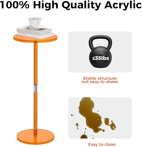 Miniatura 4 de Mesa de bebida acrílica para espacios pequeños, mesa auxiliar transparente, 10 pulgadas de largo x 10 pulgadas de ancho x 21.3 pulgadas de alto,