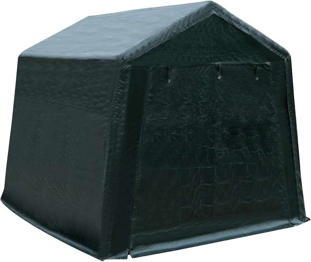 Tangkula 8 Ft x 14 Ft Outdoor Carport, Patio Storage Shelter, Heavy Duty Enclosed Carport Shed w/All-Steel Metal Frame and Waterproof Ripstop Cover, Outdoor Garage Tent with Sidewalls (8 Ft x 14 Ft)