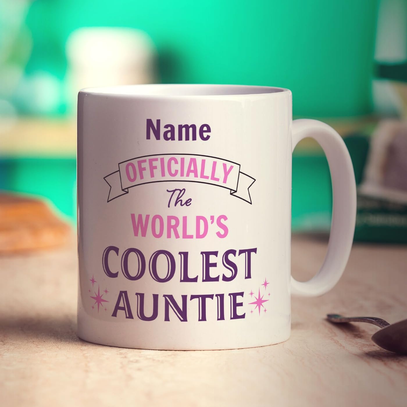World's Coolest Auntie Personalised Mug - Add Any Name - Gift for Auntie - Present for Birthday, Christmas - 11oz Ceramic Cup
