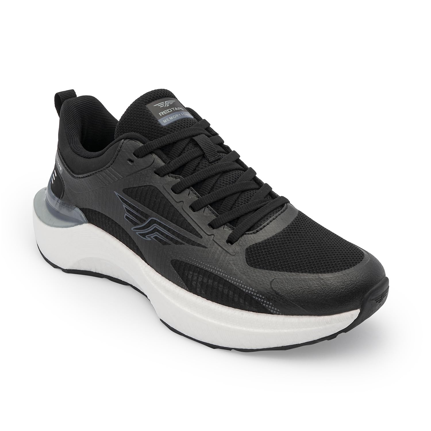 Men's Sneakers White Black Mesh Round Toe Lace-Up Easy Movement-image-48