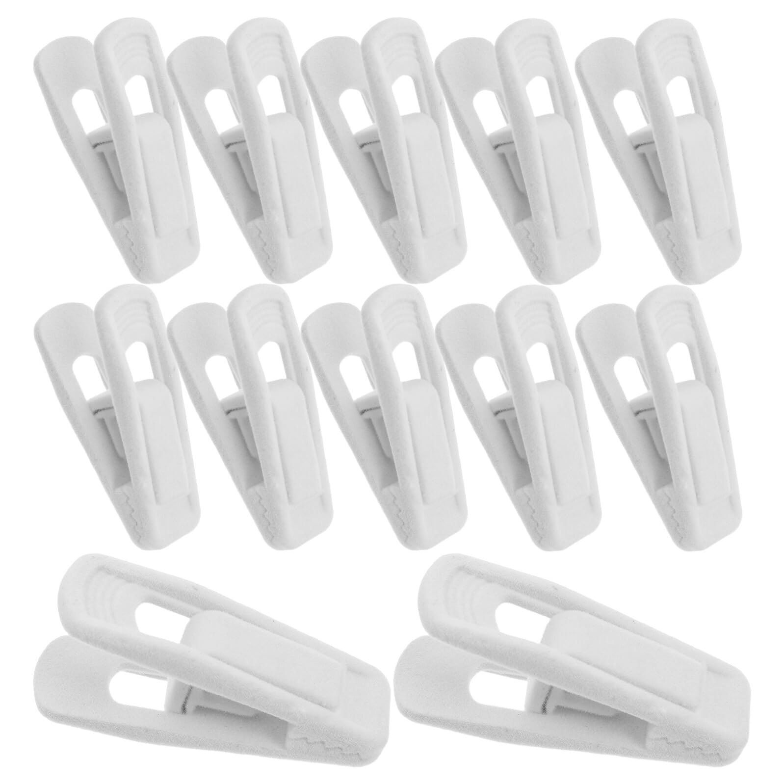 Ciieeo 50 Mollette in Plastica Antivento Rivestimento in Velluto Bianco Clip per Appendere Vestiti e Pantaloni Resistenti alle Intemperie per Uso Domestico ed Esterno
