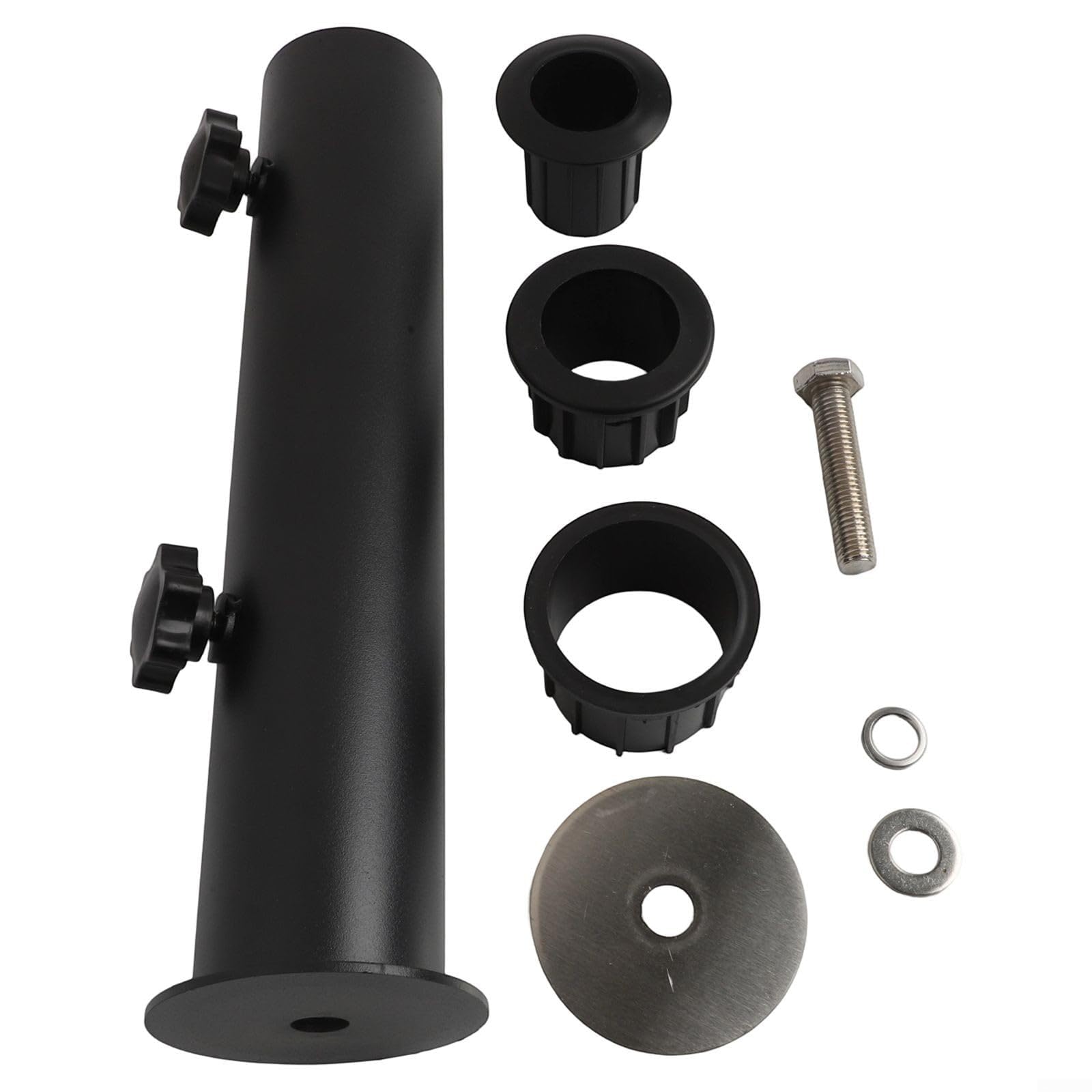 Soporte para sombrilla de acero inoxidable resistente, soporte para sombrilla con varilla de rosca, soporte atornillado para sombrilla de jardín, mayor estabilidad para uso en exteriores